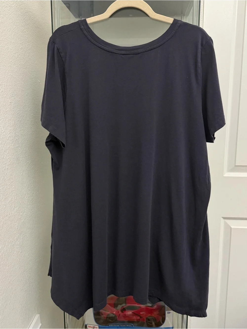 LOGO Lori Goldstein 2X Gray Knit Top Tee Shark Bite Boxy Pocket Swingy Breezy